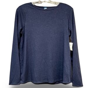 NWT Old Navy Luxe Ribbed Long Sleeve Tee Blue Size Small Soft Stretch Top